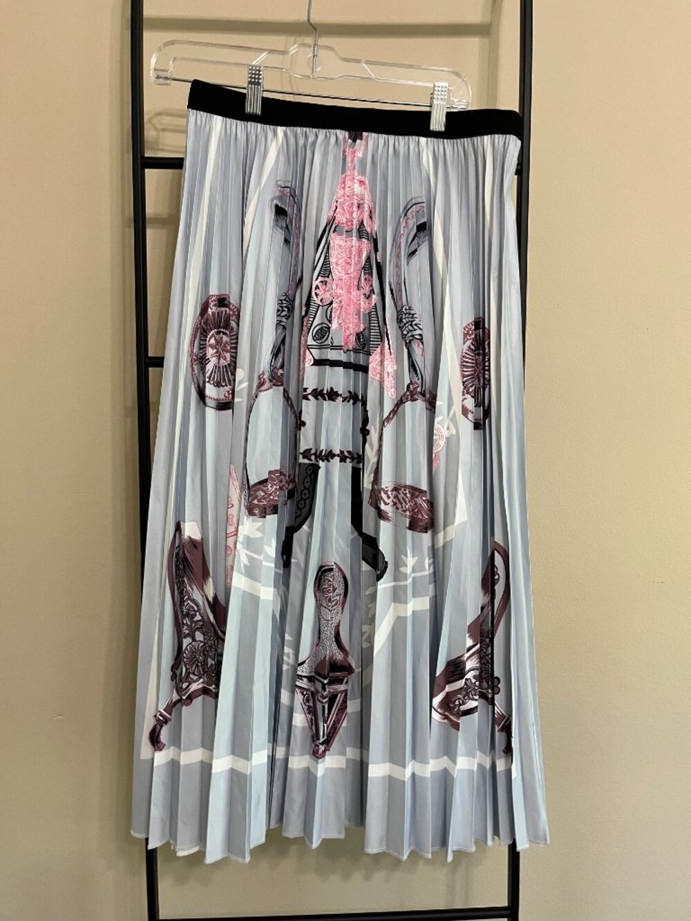 NWT N by Nancy Pleated Equestrian Midi Skirt Sz XL Preppy Quiet Luxury Office - Picture 2 of 7